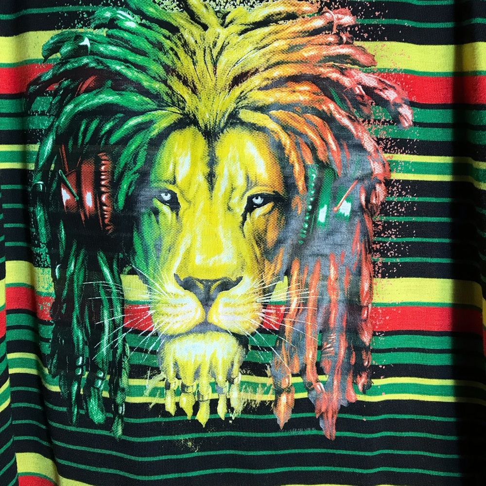 Rasta Pacific Surf Lion w Headphones Mens Small Tank